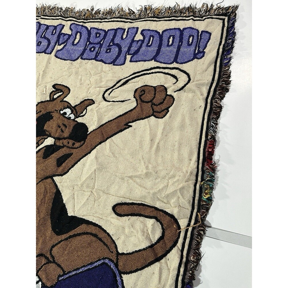 Vintage 90s Scooby Doo Skateboarding Throw Blanket Woven Tapestry 59x46 Rare HTF - Picture 5 of 13